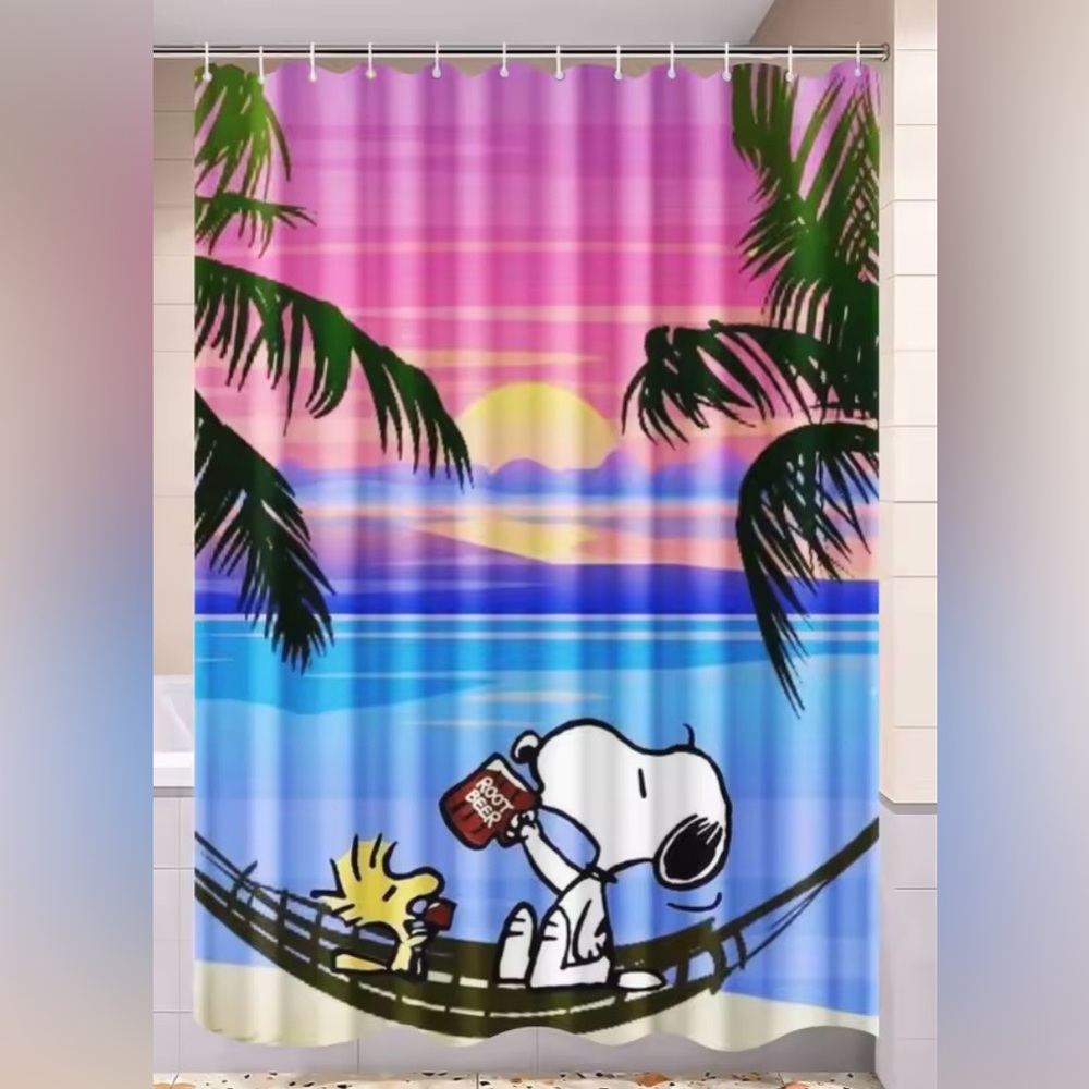 Snoopy and Woodstock Tropical Shower Curtain